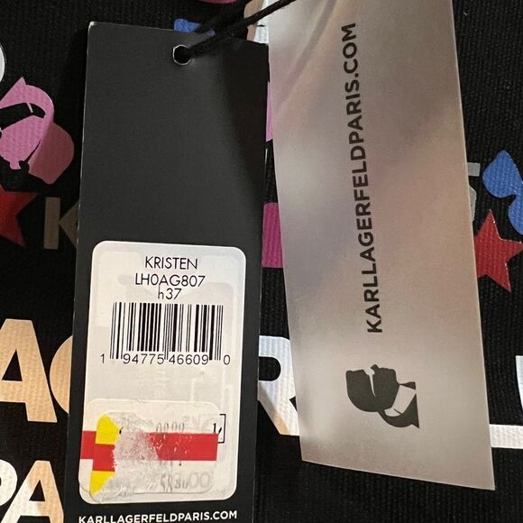 Karl Lagerfeld Paris Kristen Tote Black City Heart Sca Print Cat Canvas Large - Picture 7 of 7